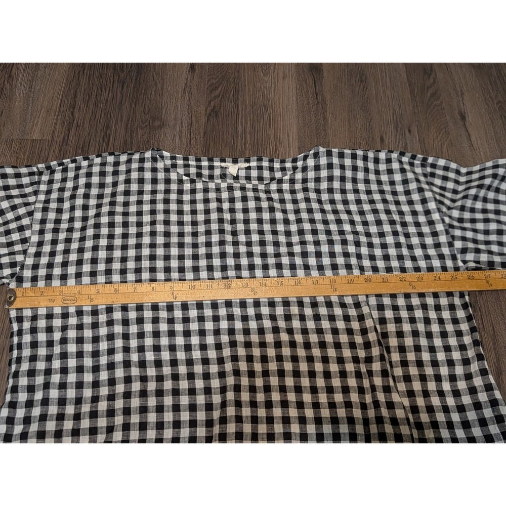 Eileen Fisher Black and White Gingham Boxy Blouse - Picture 4 of 5
